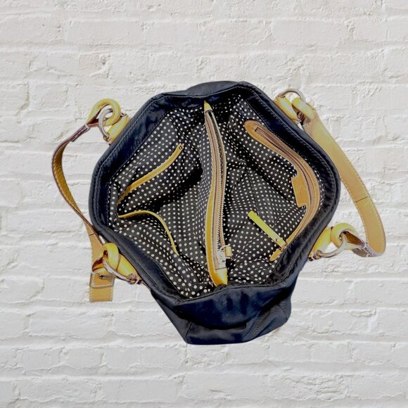 Kate Spade Silky Soft Black Tote Type Handbag with Brown Leather Straps - Picture 3 of 4